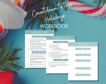 Holiday Planning Workbook - Printable Planner for Thanksgiving, Christmas, Winter Holidays