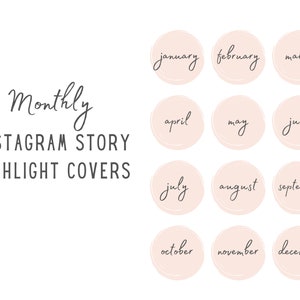 Pink Monthly Instagram Story Highlight Covers | IG Highlight Icons | Images Bundle