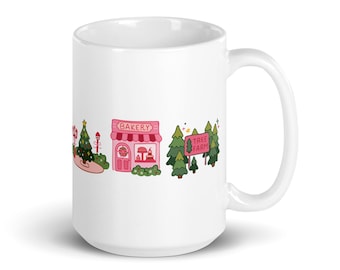 Illustrated Holiday Village Mug | Cozy Christmas Ceramic