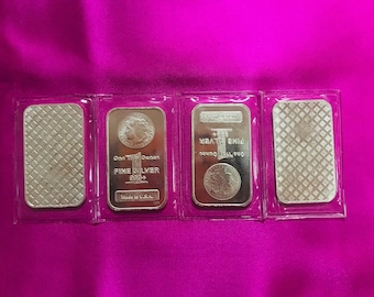 Price for Each…Sterling Silver Morgan Head design one Troy Ounce fine silver 999+ bar made in U. S . A, collectible silver bar