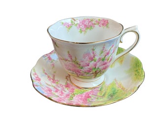 Vintage royal Albert pink blossom time tea cup and saucer