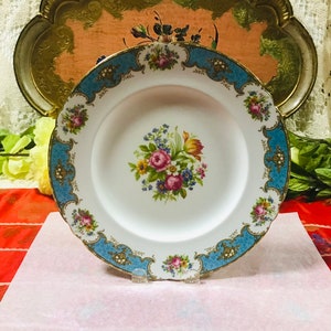 Vintage Shelley Duchess blue dinner plate 10.75 “ , bone china England. Gorgeous Gift For Her. 3 available.