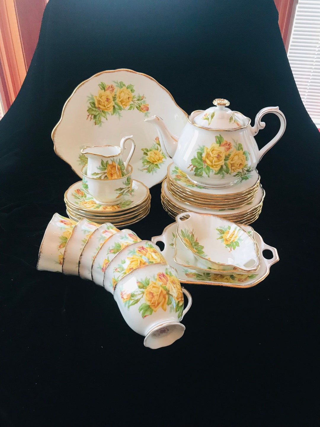 Royal Albert Tea Rose Complete Dessert Tea Set for Six People Sold