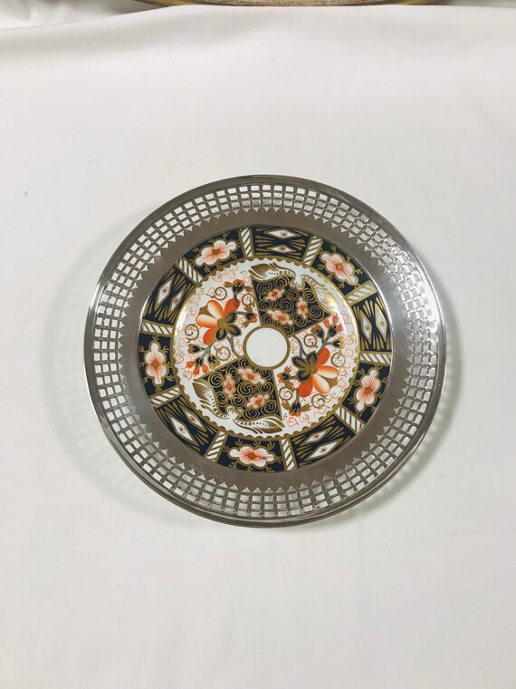 Royal Crown Derby Plate With Sterling Silver Rim, Imari #2451