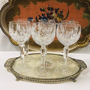 Price for each..Vintage Lismore” Hock claret crystal Waterford Goblet wine glasses 7 1/2” T 6 Oz, Ireland. Mint condition.