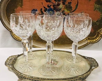 Price for each..Vintage Lismore” Hock claret crystal Waterford Goblet wine glasses 7 1/2” T 6 Oz, Ireland. Mint condition.