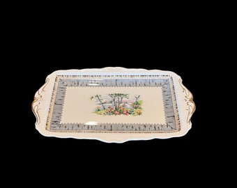 Piatto da portata vintage Royal Albert "Silver Birch", 11 1/2", porcellana inglese, splendido pezzo da portata con paesaggio, in perfette condizioni.