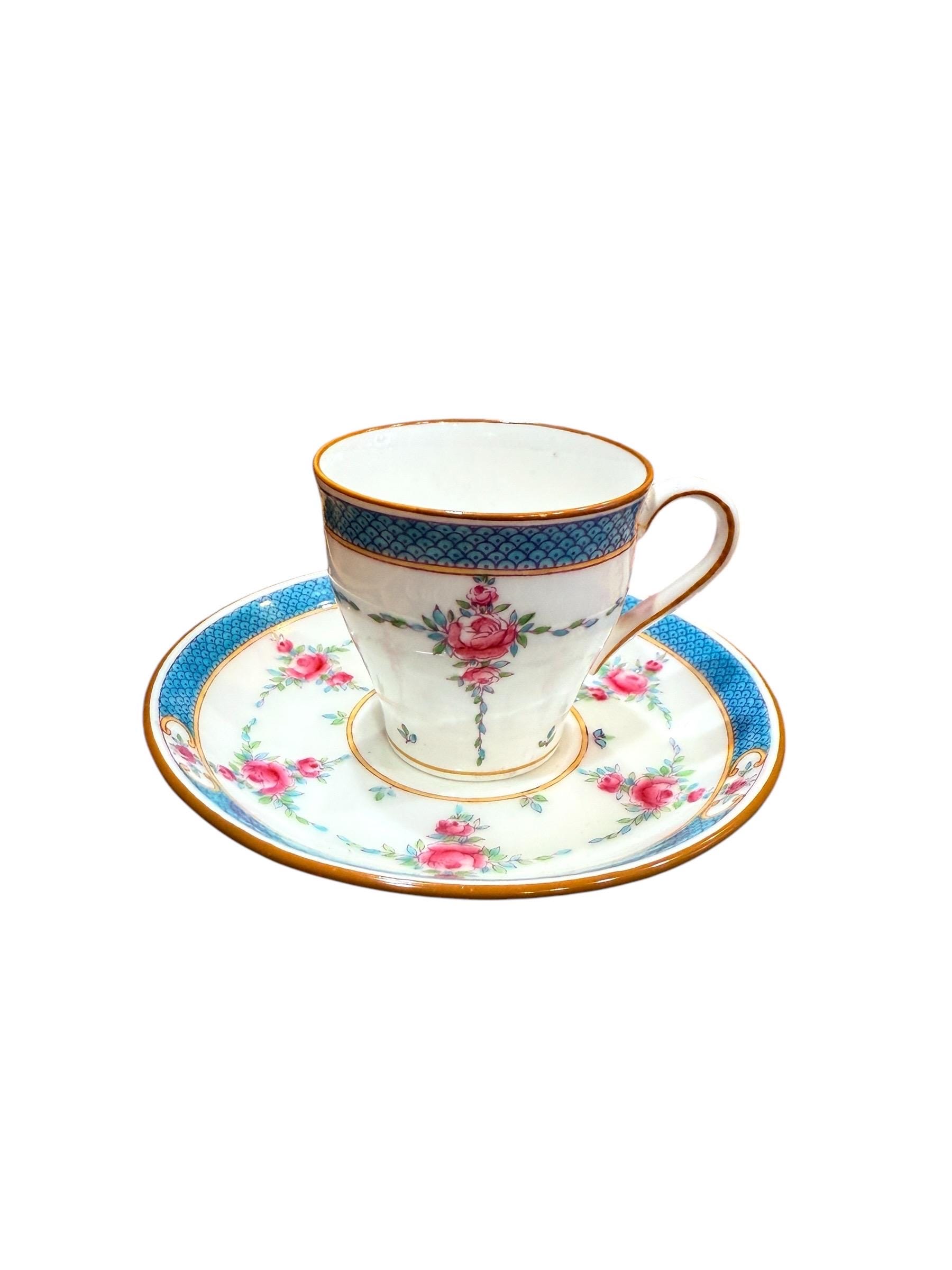 ドイツ ドレスデン アンティーク デミタス カップ&ソーサー リボン