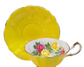 Vintage Queen Anne Lily of the Valley Tea Cup and Saucer With Gold