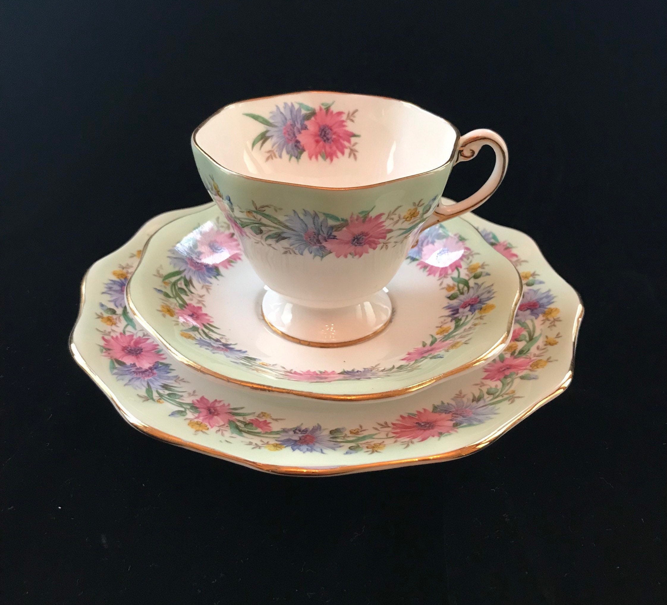 Beautiful Trio of Foley Tea Set, Bone China Cornflowers Foley English ...