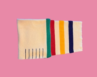 Hudson Bay vintage 6 point (King size) 100% wool blanket 93” x 90” England. Professionally dry cleaned