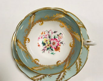 Beautiful vintage floral design Paragon tea cup and saucer, bone china England, gift for her, tea drinker gift for her