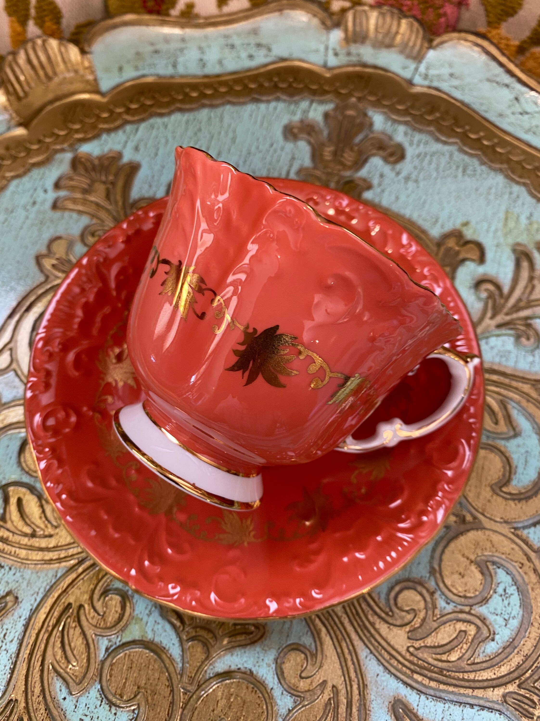 Aynsley orange tea cup and saucer English bone china wedding Etsy