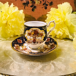 Vintage Royal Albert Heirloom Bone China England Demitasse tea or coffee Cup and Saucer, Mint Condition. Gorgeous Gift