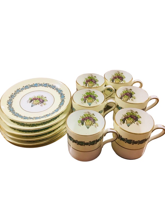Tasse à Thé Wedgwood Jasper Noir Sur Canne Avec Soucoupe - Jaune - France