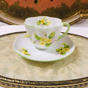 Vintage Collectible Shelley Fine Bone China England “Primrose” 13430 Tea Cup and Saucer, Collectible Gift For Her. Shelley china collector
