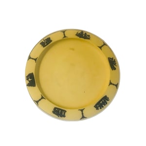 Rare collectible antique Wedgwood Jasperware yellow dip plate 7” black on cane made in England