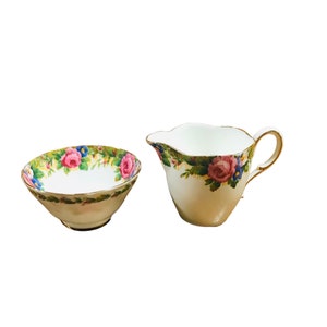 Vintage Paragon Tapestry rose creamer and sugar bowl bone china England.