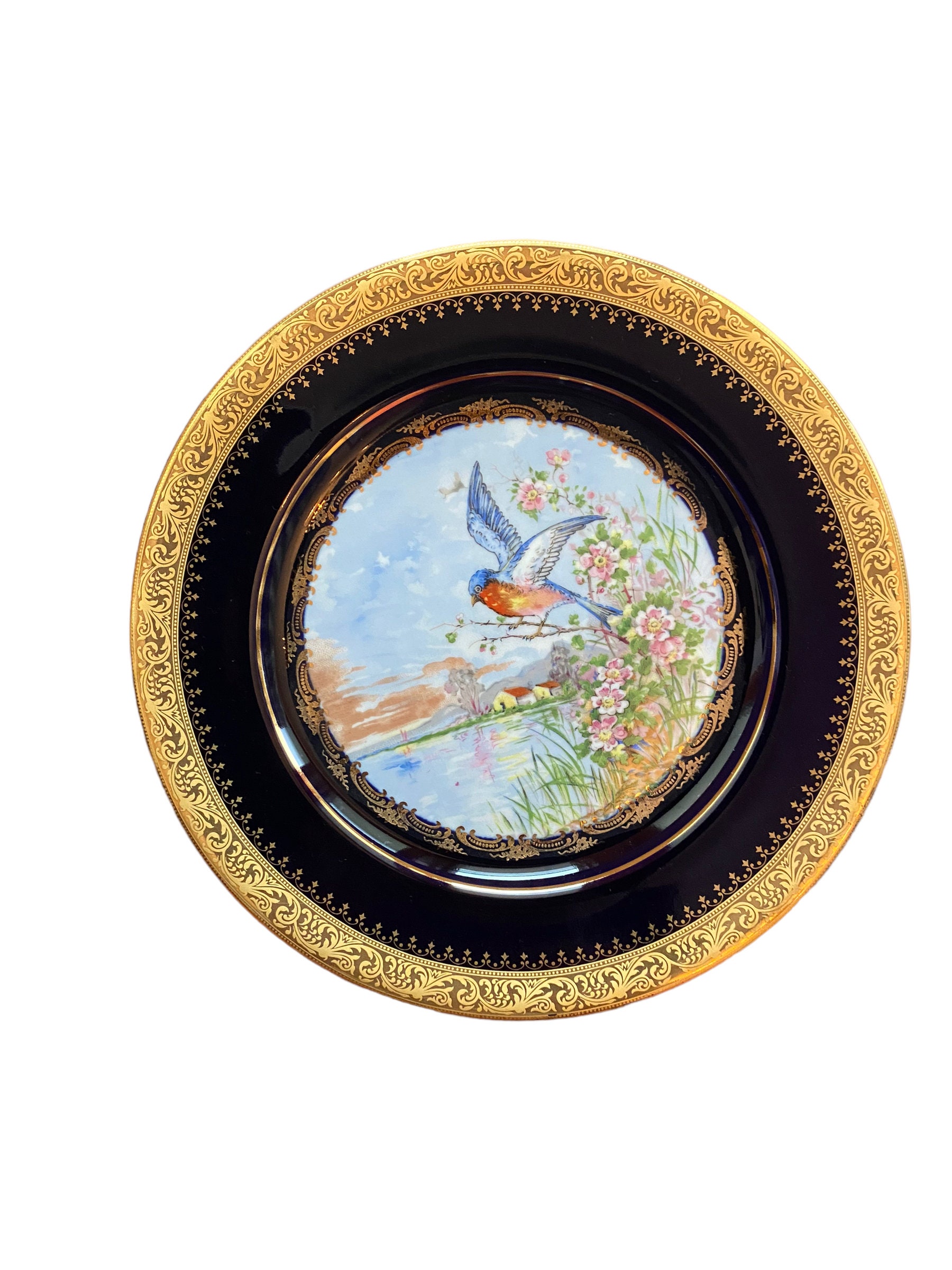 Vintage Limoges Castel France 22k Gold Handpainted Scenery