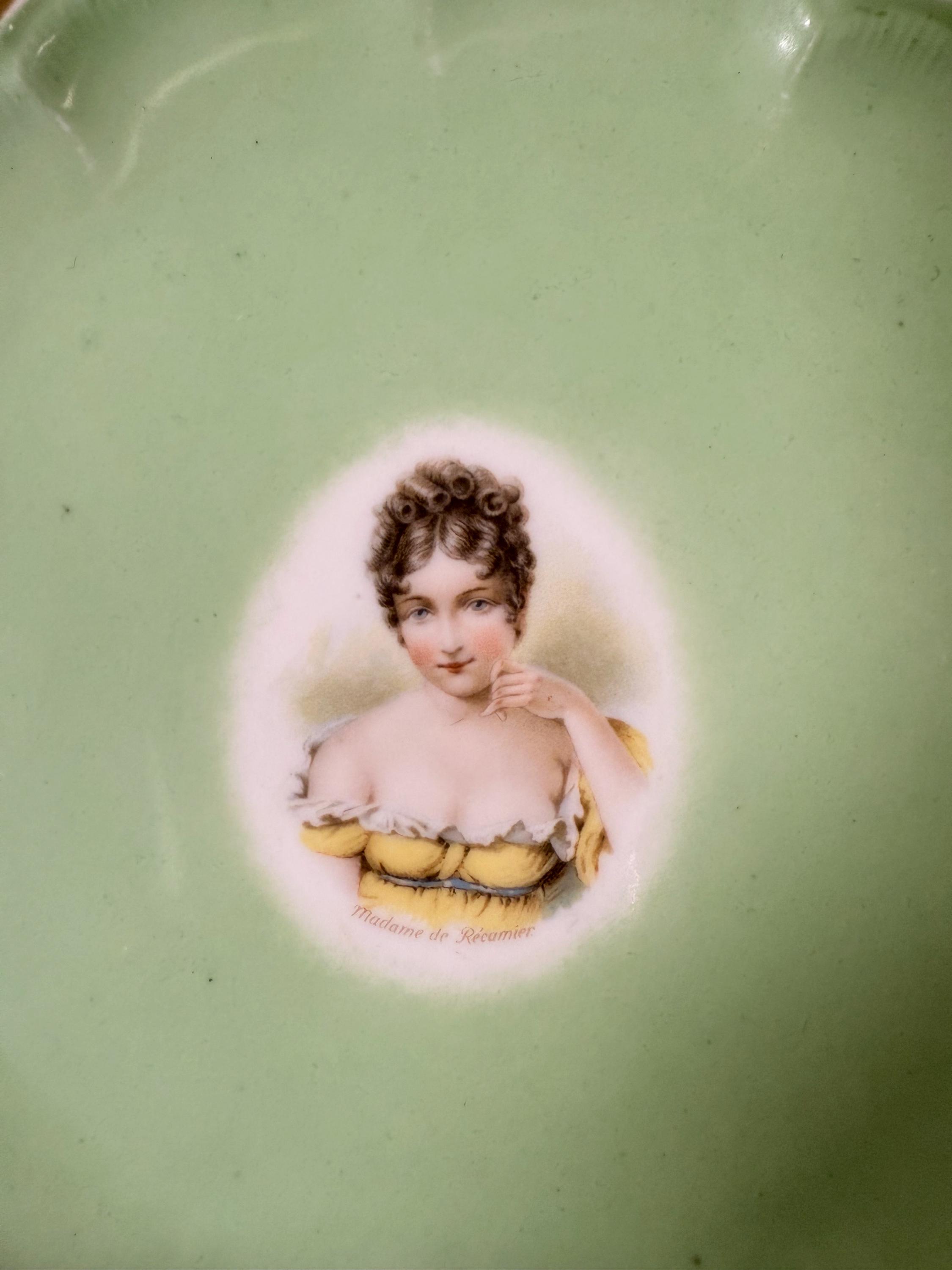Antique Austria Portrait Plate: Gold Gilt Scalloped Edge
