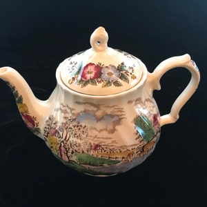 Vintage Sadler Country life teapot, collectible teapot, classic scenery teapot, made in England, teapot gift, tea drinker gift