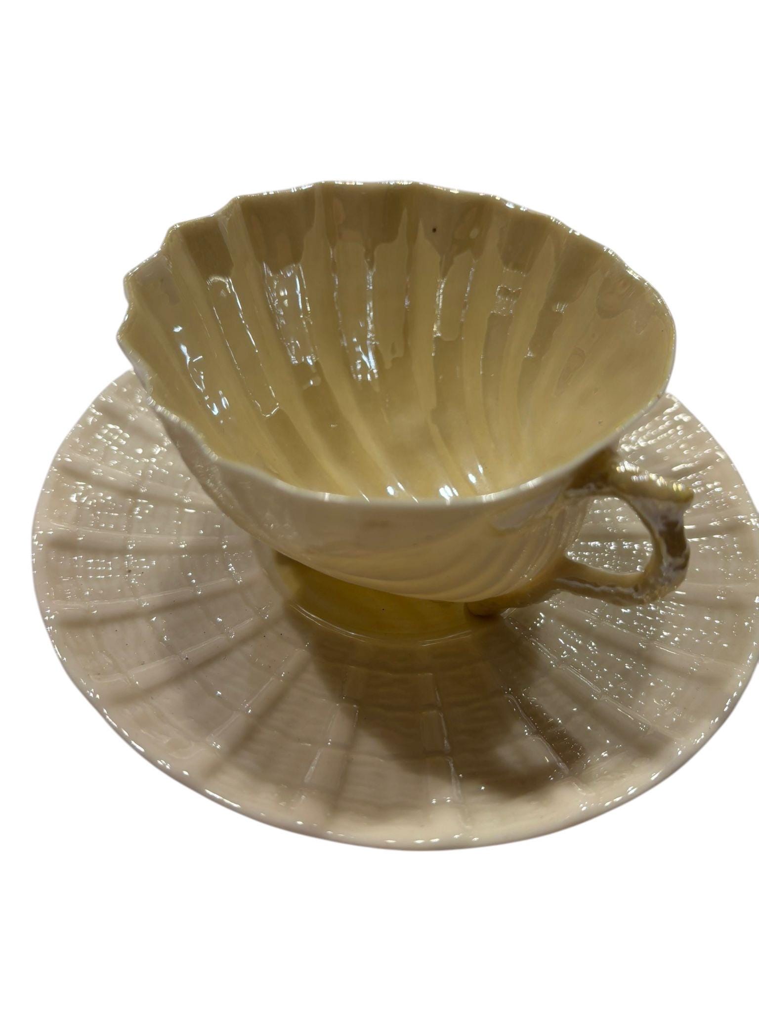 Belleek ベリーク クリーム＆シュガーボウル イエローラスター