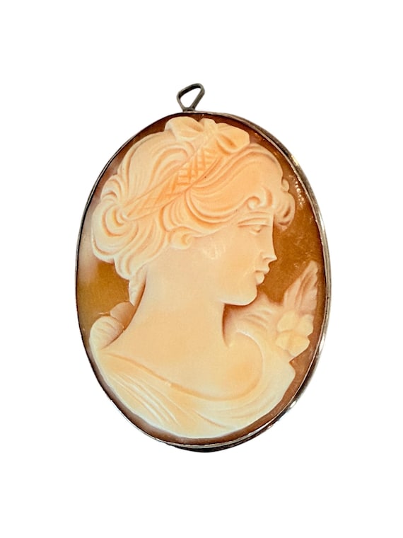 Pendentif Ou Broche Camée Monture Argent 800 - Très Bon état, Occasion