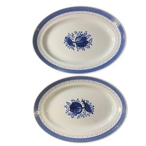 Par de travessas ovais grandes de 15&quot; Royal Copenhagen Tranquebar Blue, prato de servir vintage Royal Copenhagen/Aluminia Danish, cerâmica dinamarquesa