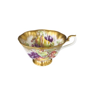 Vintage replacement Royal Albert heavy gold avon shape and fruit cup orphan bone china England, replacement Royal Albert cup.