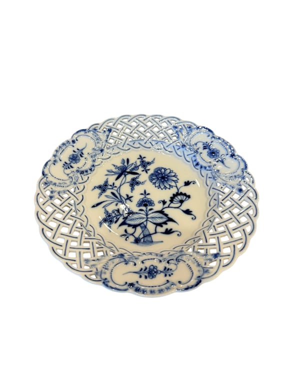 国内発送】 Old マイセン Plate 18 = Blue Onion絵付け. ( 1級品