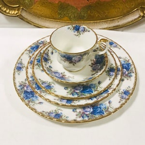 Royal Albert Moonlight Rose Dinner Set 5 peças de talheres, porcelana inglesa, xícara de chá e pires, acompanhamento, almoço e pratos de jantar