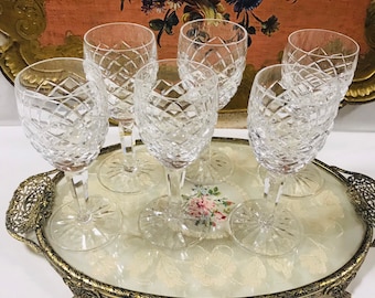 Price for each…, Vintage Waterford Comeragh (Cut) 4oz white wine crystal claret glasses 6.5” high, Ireland, mint condition