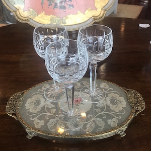 Price for each..Vintage Waterford Kylemore Hock Crystal goblet wine glass 7.5” T, 6oz, 6 available, gorgeous Crystal glass gift