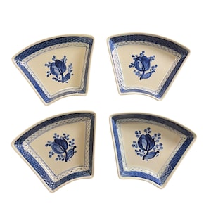 Royal Copenhagen Tranquebar 4.75&quot; set of four Blue irregular small sauce dishes, serving dishes, vintage Royal Copenhagen / Aluminia Danish