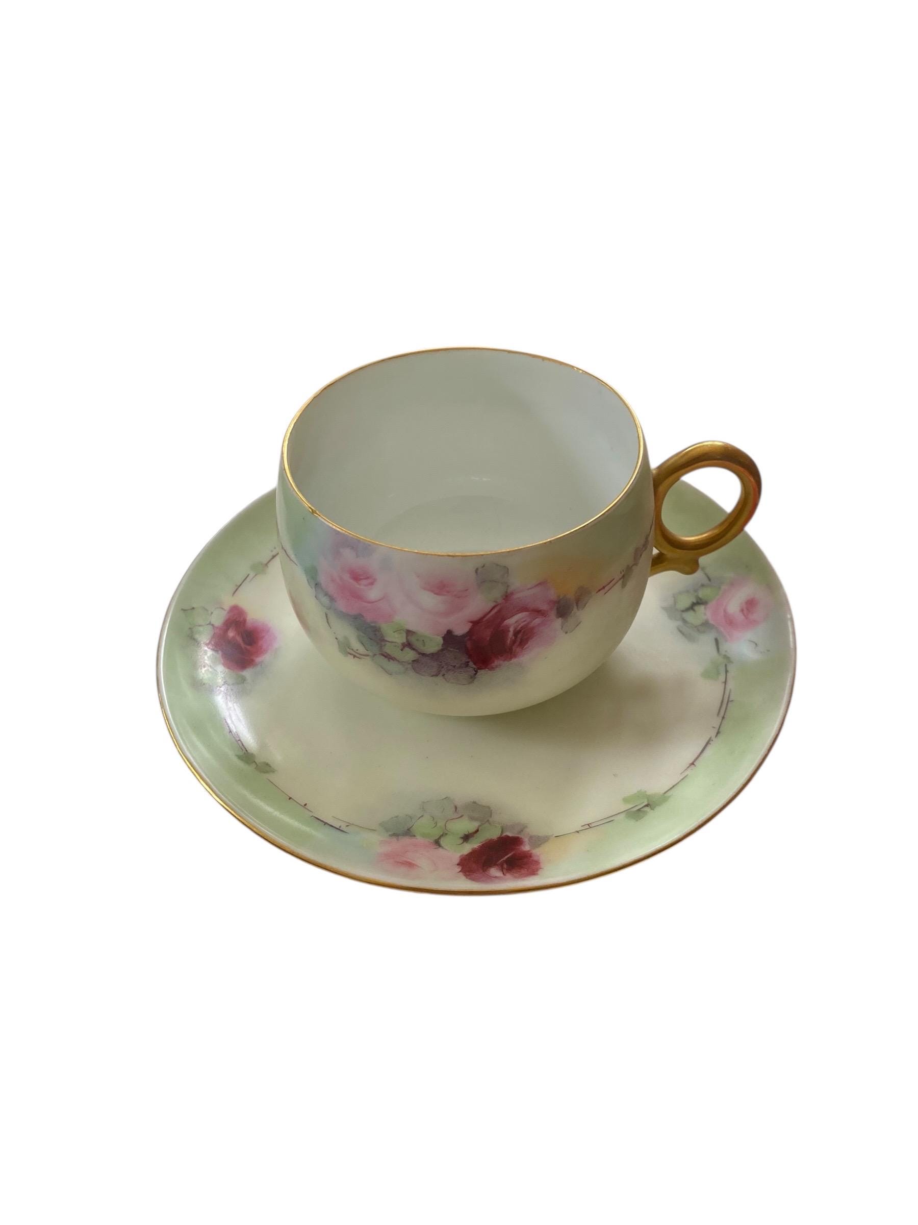 As is - Vintage Handpainted Austria Victoria Tea Cup and Saucer