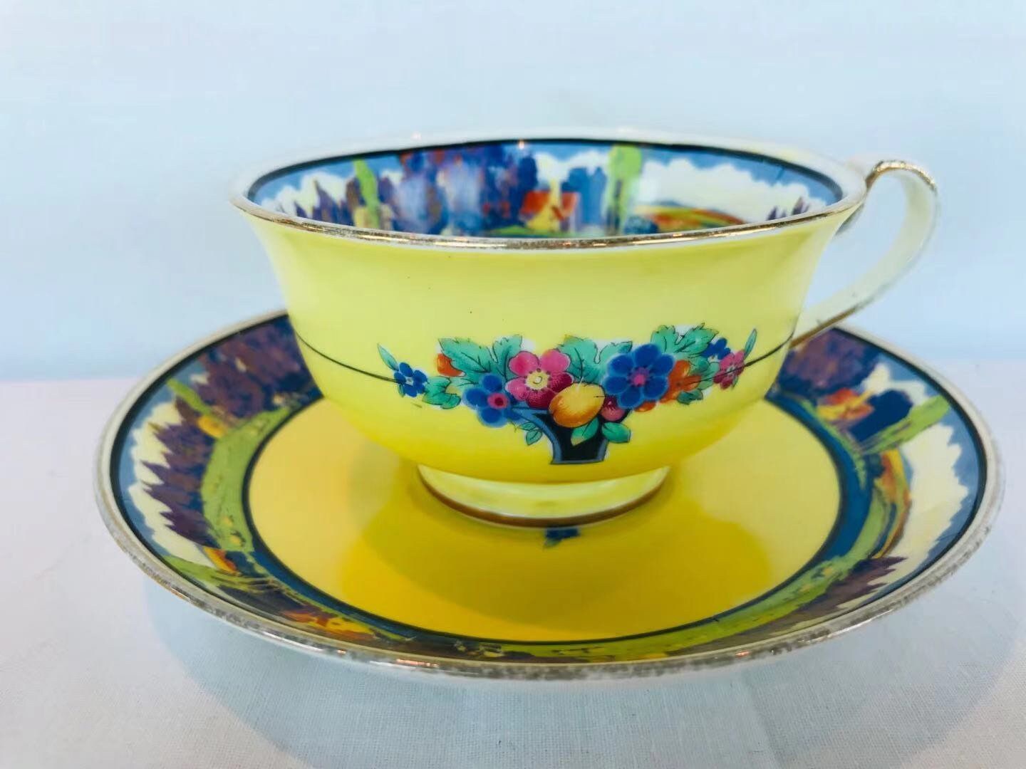 Unique Atlas Yellow Handpainted Tea Cup and Saucer English Etsy