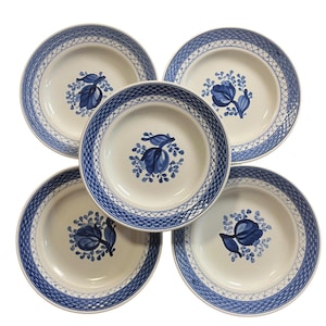 Conjunto de 5 pratos de sobremesa de 6&quot; Tranquebar da Royal Copenhagen, travessas, cerâmica dinamarquesa vintage Royal Copenhagen/Aluminia