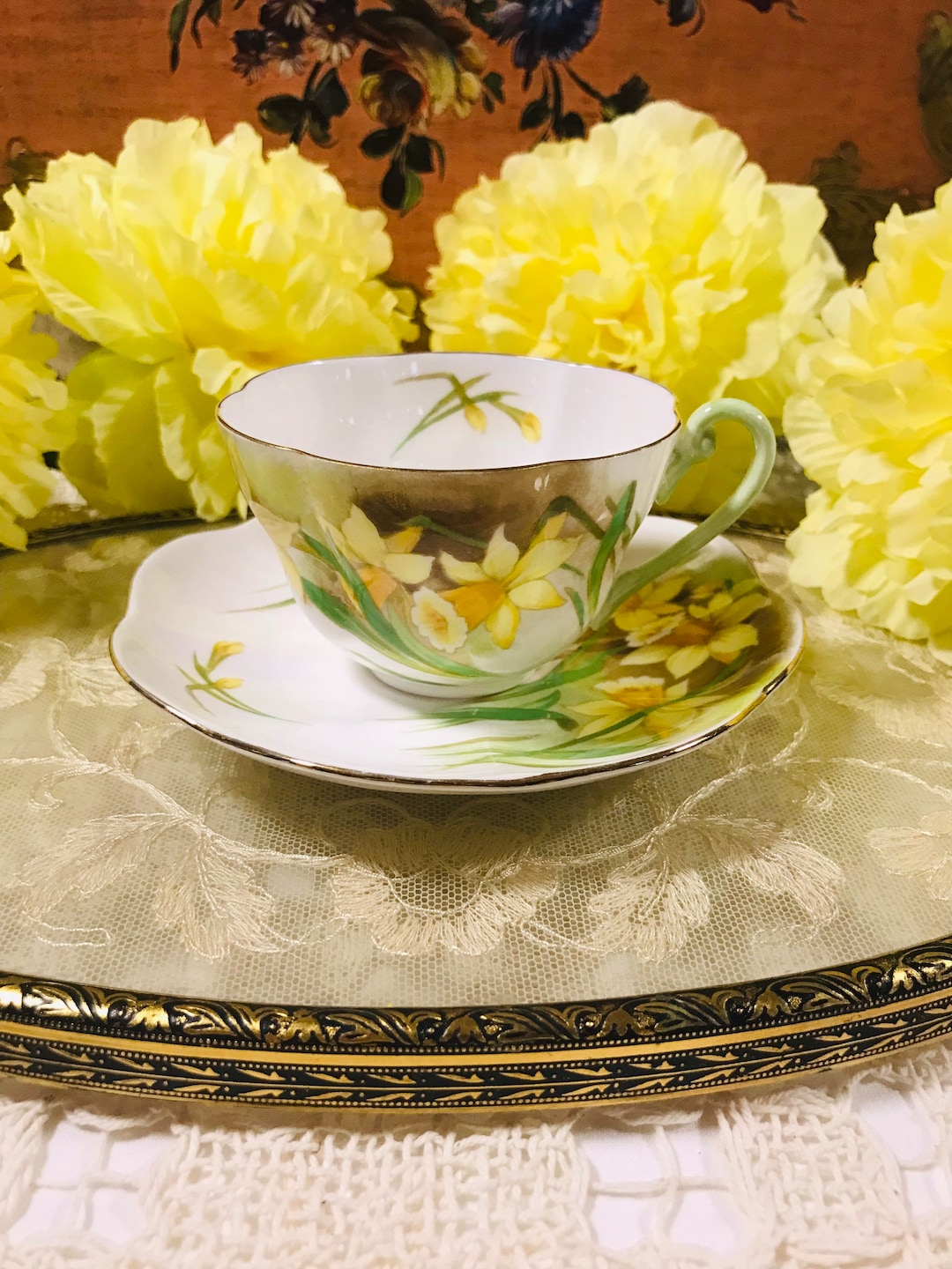 Collectible Shelley Daffodils Fine Bone China England Tea Cup Etsy