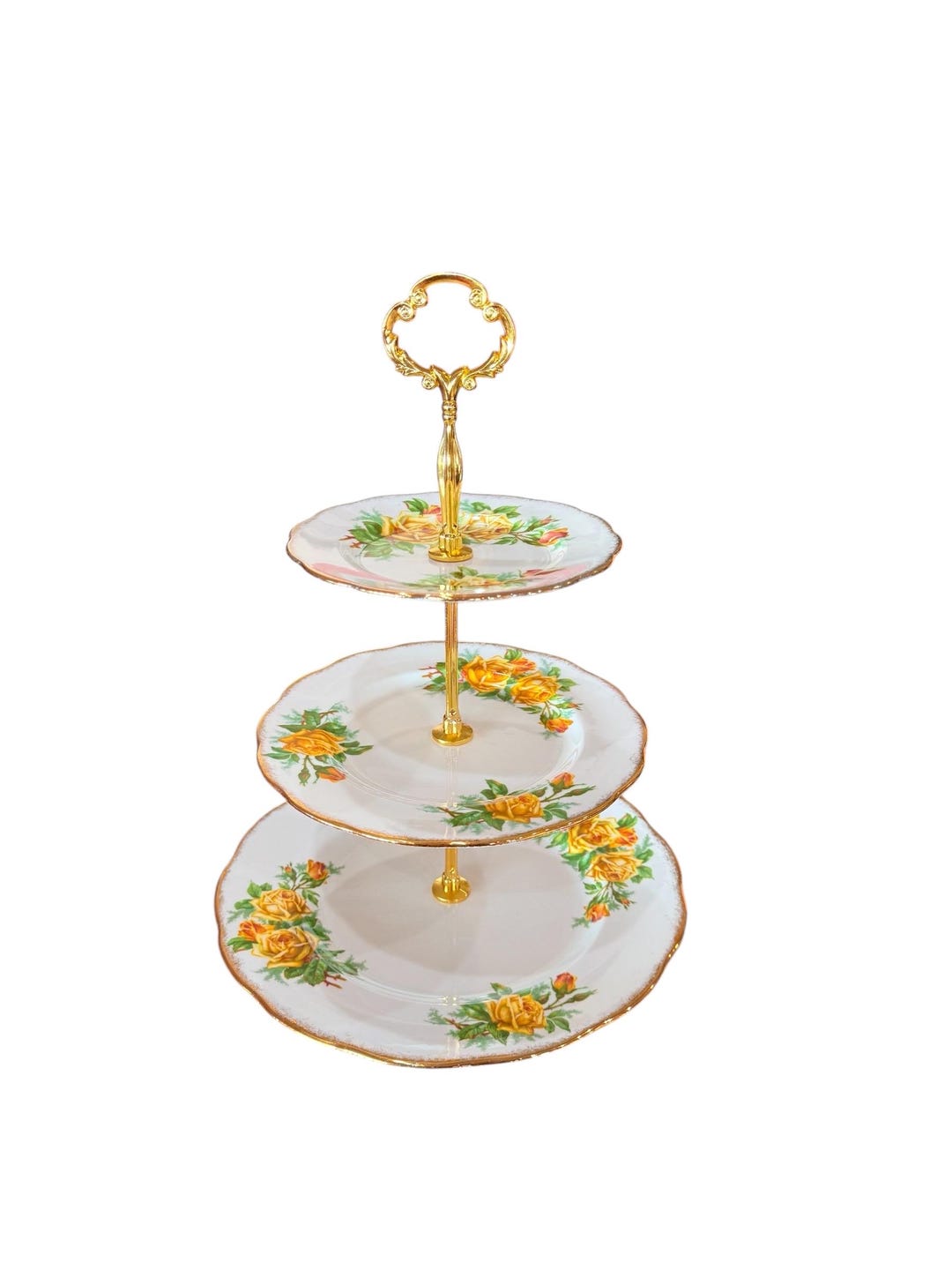 Royal Albert Tea Rose Yellow Rose Three-tiered Cake Stand, Yellow Rose ...