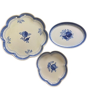 Royal Copenhagen Tranquebar Blue 3-pc serving piece set, vintage Royal Copenhagen/Aluminia Danish, Denmark Pottery