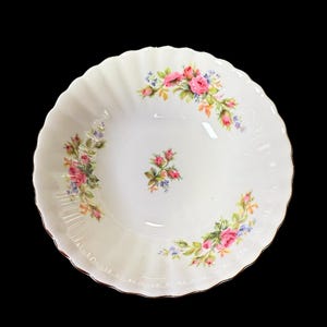 Price for Each - Vintage Royal Albert Moss Rose cereal bowl 6.25” bone china England, 10 available.