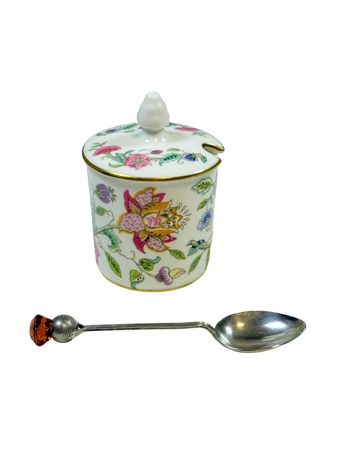 Minton Haddon Hall Jam Pot With Lid Bone China England With a