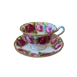 Vintage royal Albert old English rose pink cabbage rose tea cup and saucer, collectible English bone china, gift for her