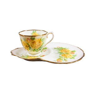 Royal Albert tea rose yellow rose tennis set, tea cup and sandwich plate, snack set tea gift English bone china