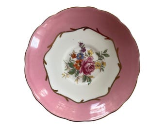 Vintage pink radfords orphan saucer with pink rose, replacement saucer, missing piece