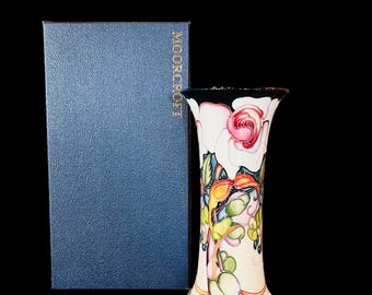 Moorcroft Pottery Duchess of Rivoli Lidded Urn 9” T With Box on