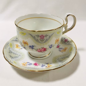 Unique bow tie Melba bone china England tea cup and saucer, bow tie, gift for her, English bone china gift for her