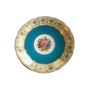 Vintage Aynsley J.A Bailey signed blue saucer orphan bone china England, replacement Aynsley Saucer.