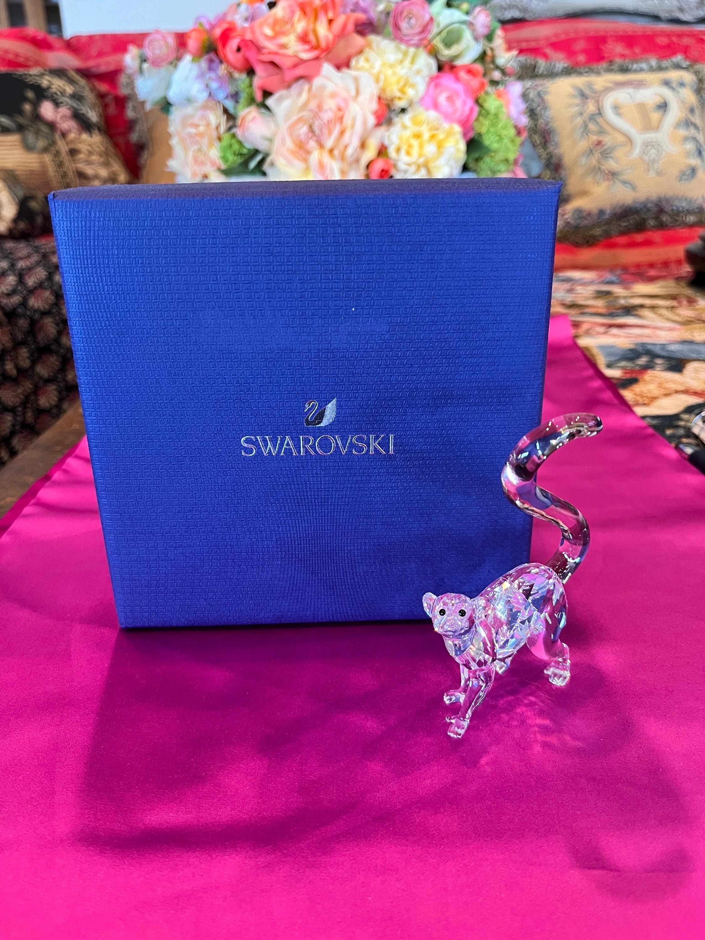 Collectible rare Swarovski Crystal figurine Lemur with long tail 4” T # 5428565 , made in Austria, new in original box.