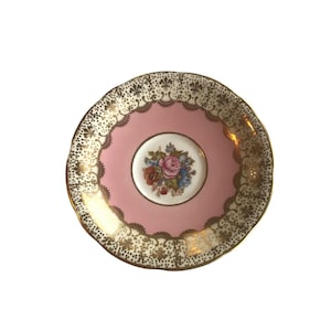 Vintage replacement Aynsley J.A Bailey signed light pink saucer orphan bone china England, replacement Aynsley pink saucer.